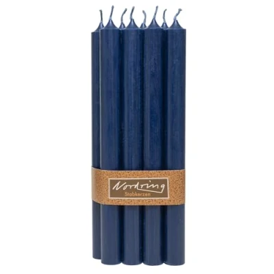 Imagen de Nordring 8 velas rústicas, color azul oscuro, 2,2 x 18 cm de alto, teñidas, con certificado RAL
