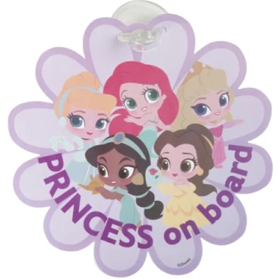 Imagen de Tataway Disney Princesas Baby On Board Ariel, Belle, Jasmine, Aurora y Cenicienta, forma de flor casquillo ventosa, señal niña a bordo, 11544
