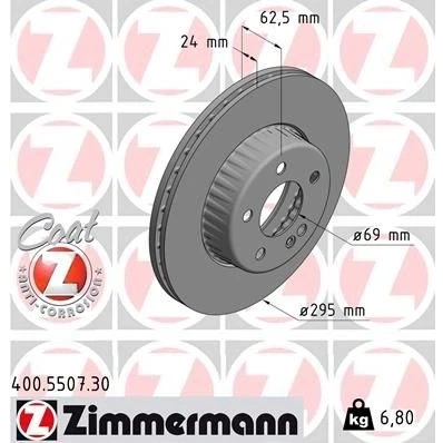 Imagen de ZIMMERMANN FORMULA S COAT Z 400.5507.30 Disco de freno MERCEDES BENZ: Clase C Berlina, T modell, Coupé