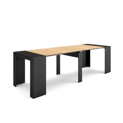Imagen de Skraut Home Mesa Consola Extensible Comedor Plegable 260 para 12 comensales y Cocina Estilo Moderno Negro Roble