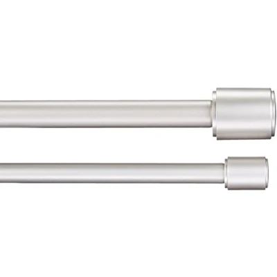 Imagen de Amazon Basics Barra de cortina doble, 2,54 cm, con terminales tapón, 91 a 183 Níquel