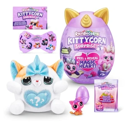 Imagen de Rainbocorns Kittycorn Surprise Series 2, Pomme The Exotic Cat Peluche Coleccionable 10 sorpresas para desempacar, pelar y revelar corazón, calcomanías, a Partir de 3 años (Gato exótico)