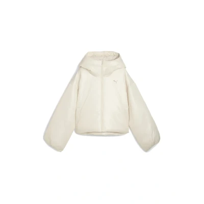Imagen de PUMA Chaqueta acolchada brillante con capucha Wardrobe Essentials para mujer, Ropa, Alpine Snow, M
