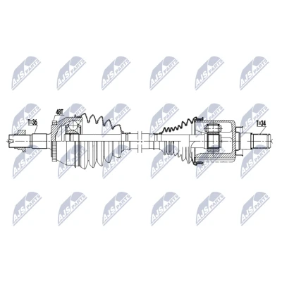 Imagen de NTY NPW DW 063 Árbol de Transmisión Eje delantero, izquierda 630mm automática