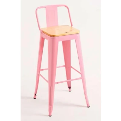 Imagen de Regalos Miguel Taburetes Altos Taburete Torix Respaldo Madera Natural Rosa