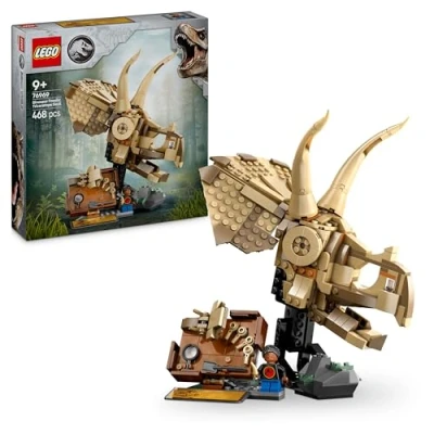 Imagen de LEGO Jurassic World Fósiles de Dinosaurio: Cráneo Triceratops Maqueta Dinosaurio Juguete par Niños y Niñas 9 Años o Más Fan la Paleontología, Decoración para Dormitorio Infantil 76969