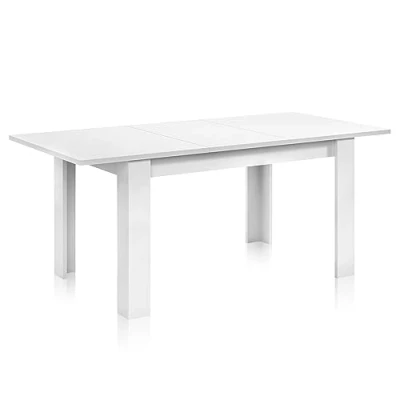 Imagen de Habitdesign Mesa de Comedor Extensible, salón o Cocina, Acabado en Color Blanco Artik, Modelo Kendra, Medidas: 140 190 cm (Largo) x 90 (Ancho) 78 (Alto)