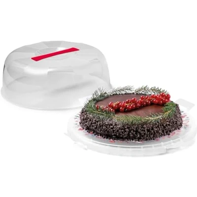 Imagen de Snips, porta tarta Delice, con tapa, dulces, color rojo, 4 cierres de seguridad, diametro 32, Made in Italy, BPA Free