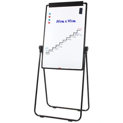 Imagen de TUKA i AKUT Pizarra Blanca de Caballete Magnética 90x60cm, Altura Ajustable Plegable, con Soporte para Papel, Escribible y Limpiable, Rotafolios U Forma Soporte, Marco Negro, TKD8711