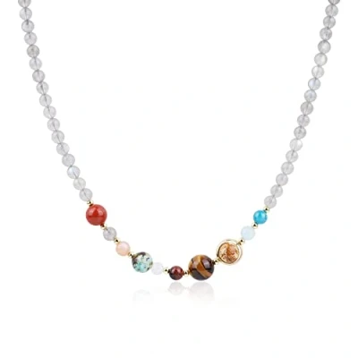 Imagen de COAI Collar Galaxia de Labradorita con Cuentas Planetas del Sistema Solar Sol y Luna