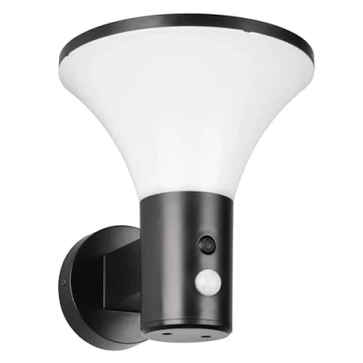 Imagen de Reality Leuchten LED Aplique de pared para exteriores GORDA R24676132, plástico negro mate, 3,5 vatios, híbrido solar/batería, sensor crepuscular, movimiento