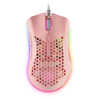 Imagen de Mars Gaming MMEX Rosa, Ratón RGB, 32K dpi, Cable Feather, Switches Ópticos