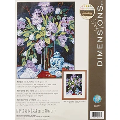 Imagen de DIMENSIONS Tulipani &amp; lillà Needlepoint Kit 12 X 16 cucita In Filo interdentale