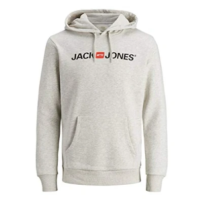 Imagen de JACK &amp; JONES Sudadera con capucha y logotipo para hombre, 2 gris, M