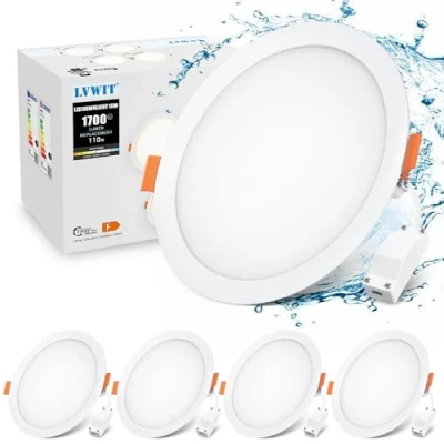 Imagen de LVWIT Downlight LED Techo Superficie, Paneles Redondo Empotrable Lámparas de, Foco 3000K/4000K/6500K para Techo(16W Regulable) Pack de 4 Unidades.[Clase eficiencia energética F]