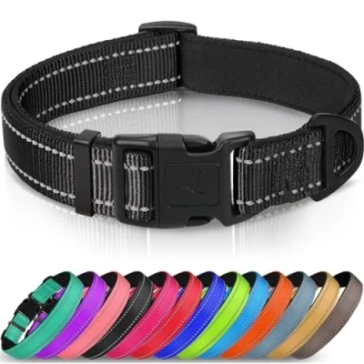 Imagen de Joytale Collar Perro Reflectante,Nylon Acolchado con Neopreno,Ajustable para Perros Pequeño,30 40cm,Negro