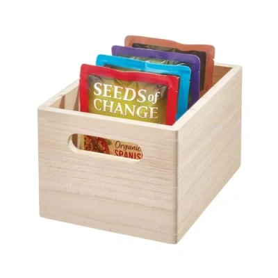 Imagen de iDesign The Home Edit Series, Papelera mediana con asas, madera, natural