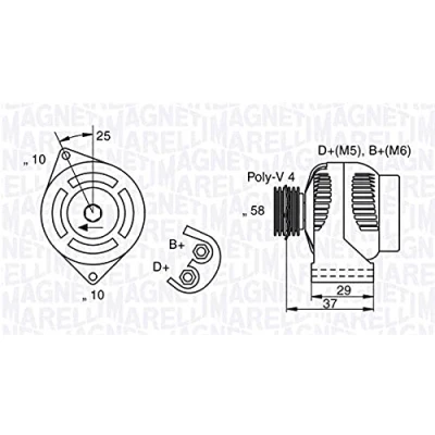 Imagen de MAGNETI MARELLI 063341658010 Alternador 12V 75A SMART: Roadster Cabrio, City Coupe, Coupé