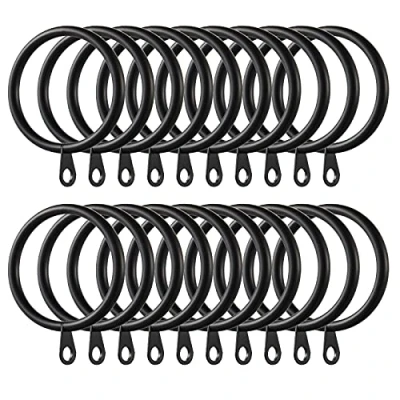 Imagen de Fippy 60 Piezas Anillas para Cortinas 38mm de Diámetro Interno Anillos Cortina Metal Colgante y Barras (Negro)