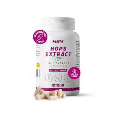 Imagen de HSN Extracto de Lúpulo 100mg 120 Cápsulas Vegetales Flor (Humulus lupulus) 10x veces más concentrado (2,5% flavona) No GMO, Vegano, Sin Gluten