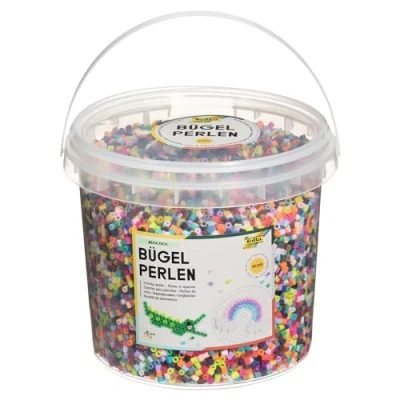 Imagen de folia 73219 Cuentas para planchar en cubo, 30.000 unidades surtidas 22 colores diferentes, diámetro aprox. 5 mm, gran adición a las placas de lápiz