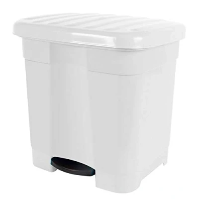 Imagen de BG Spazio Tradineur Cubo de Basura Blanco con Pedal 46 litros plástico 45,5 x 43,5 39 cm. Contenedor Basura, Papelera Separador para Colocar Dos Bolsas, Fabricado en España