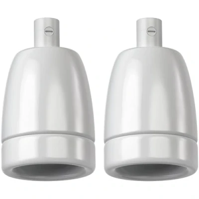 Imagen de ledscom.de 2 piezas Enchufe E27, porcelana, blanco, 230V AC, máx. 300W