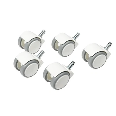 Imagen de Topstar Juego de 5 ruedas para sillas oficina con suelo duro Rollo S&#039;Neaker 50 mm diámetro y bolígrafo 10 mm, color blanco/gris, hecho plástico