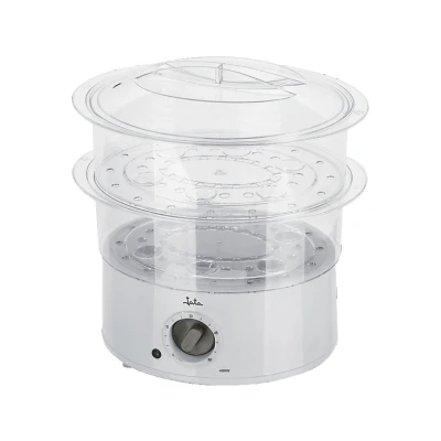 Imagen de Jata CV5020 Vaporera con 2 cestas apilables transparentes, un recipiente para arroz o salsas y rejilla cocción de huevos. Depósito 500ml. Temporizador hasta 60 minutos. Cocina sana