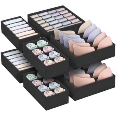 Imagen de POWZOO 8 Piezas Organizador Cajones,Cajas Plegable de Almacenamiento,Organizador Cajones y Separador, Ropa Interior,para Sujetadores,Calcetines, Bufandas, Corbatas Pañuelos.