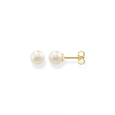 Imagen de THOMAS SABO Pendientes Perla Plata Chapada en Oro H1430 430 14, Amarillo