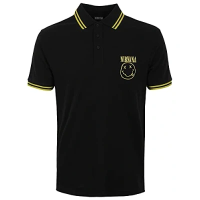 Imagen de Nirvana Polo Shirt: Smiley Medium Black Unisex