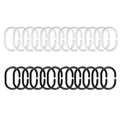 Imagen de Anillas para Cortina de Ducha, 24 Pcs Plástico Cortinas, Anillos Ducha en Forma C, Cortinas