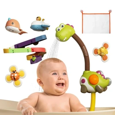 Imagen de TUMAMA Juguetes de Baño Bebe, Bañera Agua Juguete Ducha para la Regadera Bebe Niños 3 4 5 6 Años Tener Múltiples Piezas Flotantes, Materiales ABS Seguros