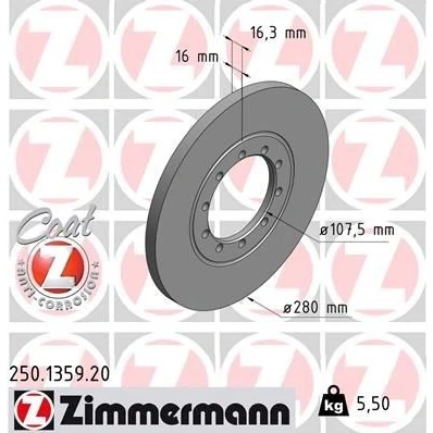 Imagen de Disco de freno ZIMMERMANN 250.1359.20