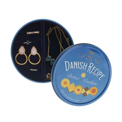 Imagen de Balvi Caja joyero Danish Coockies Color Azul Simula una de Galletas Lata/Terciopelo