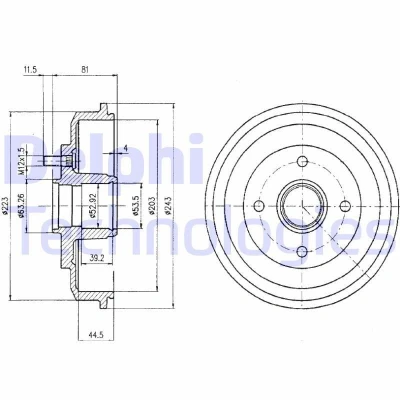 Imagen de DELPHI BF402 Tambor de Freno sin anillo sensor ABS, cojinete rueda 243 FORD: Focus Mk1 Hatchback