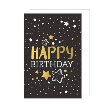 Imagen de Edition Seidel Tarjeta XXL de felicitación cumpleaños premium con sobre formato DIN A4. Billet Happy Birthday para hombre mujer adolescentes negro oro estrellas (A4 G3457)