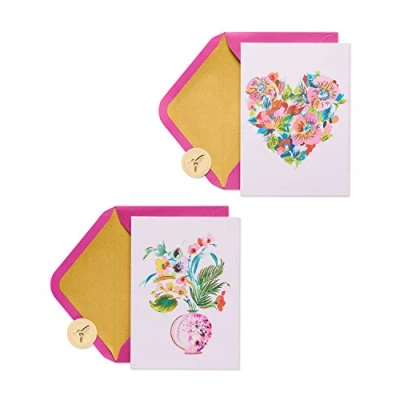 Imagen de Papyrus Tarjetas en blanco con sobres, corazón y ramo floral (20 unidades)