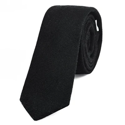 Imagen de DonDon Corbata estrecha de algodón para hombres 6 cm negro