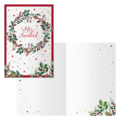 Imagen de DOHE Tarjetas de Felicitación Navidad Pack 6 unidades Tamaño: 11,5x17 cm (cerrada) Incluye sobre para guardar la tarjeta Modelo Happy