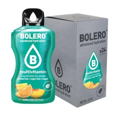 Imagen de Bolero bebida 24 bolsitas de 3 g fruta preparada en polvo soluble para fresca agua, 72 gramos endulzado con stevia (Multivit)