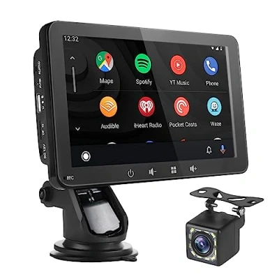 Imagen de Pantalla Coche de CarPlay/Android Auto Inalámbrico Portátil Radio con táctil Bluetooth Mirror Link Transmisor FM/USB/TF (7 Pulgadas cámara)