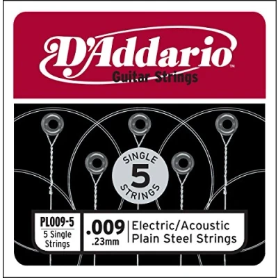Imagen de D&#039;Addario PL009 5 Cuerda individual de acero liso para guitarra electrica/acustica Pack, 009