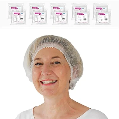 Imagen de ARNOMED gorros desechables para el pelo blancos, gorro desechable 500 uds. cocina y dentista, 52 cm, quirofano quirurgicos desechables, sanitarios, hombre/mujer