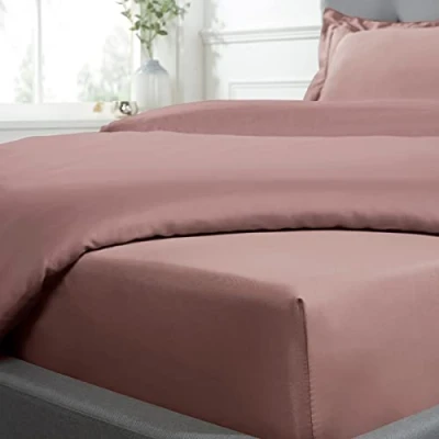 Imagen de Sleepdown Sábana Bajera Ajustable de 100% algodón, Suave y acogedora, 25 cm Profundidad, 300 Hilos, Ropa Cama Lujo, Color Rosa