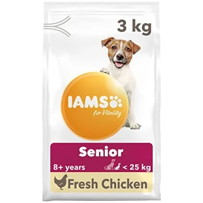 Imagen de IAMS Alimento seco para perros de razas pequeñas y medianas con pollo fresco, comida seca edad más 8 años, 3 kg