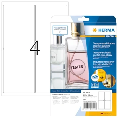 Imagen de Herma 8019 Pack de 100 etiquetas, 99.1 x 139 mm, transparente