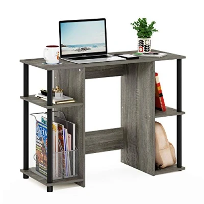Imagen de Furinno Jaya Escritorio de Estudio para computadora, Madera ingeniería, Roble Francés Gris/Negro, Talla única