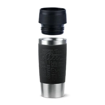 Imagen de Emsa N20202 Travel Mug Classic Vaso térmico (0,36 L, cierre de rosca cómodo, acero inoxidable, 4 horas calor y 8 frío, 100% hermético, apto para lavavajillas, apertura 360, color